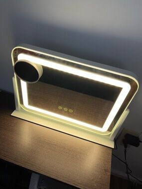LED Lighted Makeup Mirror with Touch Controls - White